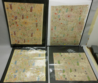 Four framed handpainted artnouveau ernsthaeckel - painted free wallpaper