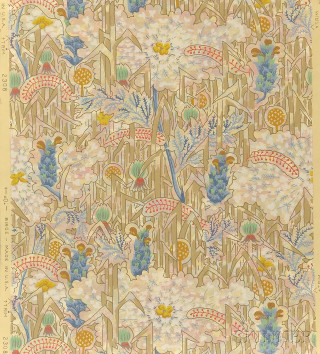 Forest trees flowers bird painting - poster free wallpaper for tablet