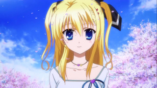 Blonde girl blue eyes bow - a blonde free wallpaper