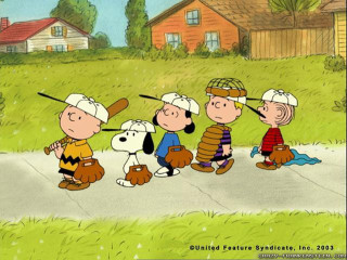 Cartoon characters playing baseball grass - charles schulz free wallpaper