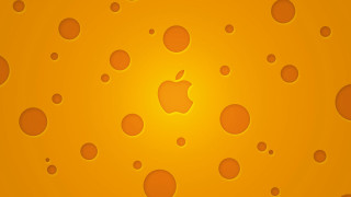 Yellow background bubbles apple logo 2 - a yellow background free wallpaper for desktop