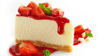 Cheesecake strawberries sauce dessert delicious - strawberry free wallpaper