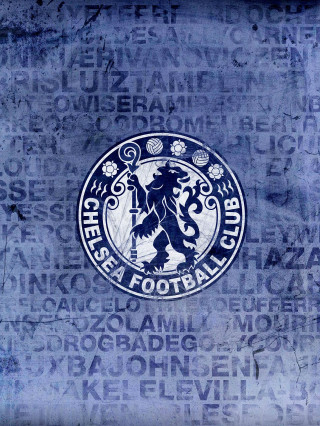 Blue white wall logo english - free retro wallpaper for mobile