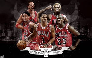 Bulls basketball players city background - future free wallpaper for desktop
