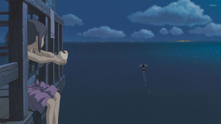 Person looking out window boat 2 - ghibli free wallpaper