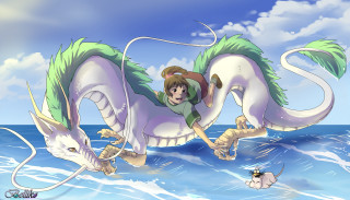 Boy dragon ocean dog sunny - du jin free wallpaper