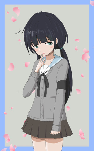 Girl skirt gray shirt bowtie - gray free wallpaper for mobile