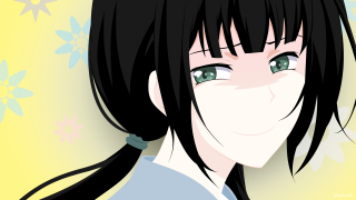 Girl black hair green eyes - smiling free wallpaper