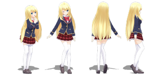 Girl schooluniform blonde hair poses - white pants free wallpaper