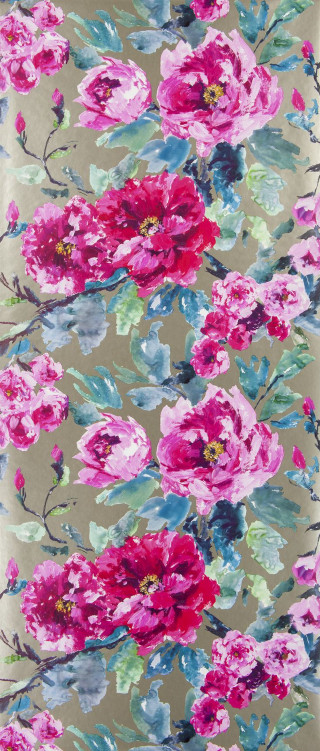 Floral print pink flowers gray - a watercolor painting free wallpaper for mobile