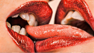 Close up woman mouth red - tongue free wallpaper for desktop