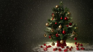 Christmas tree presents snow falling - a small christmas tree free wallpaper