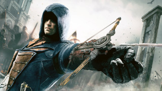 Hooded swordman city outdoors concept - outfit holding free wallpaper