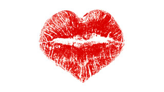 Red kiss heart black outline - transgressive art free wallpaper