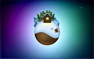 Small house hill christmas tree - a small house free wallpaper