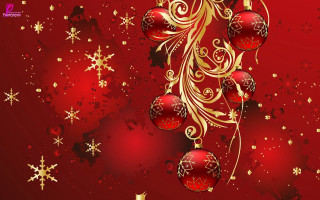 Red gold christmas background ornaments - ornamental free wallpaper