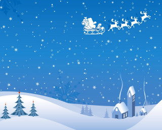 Santa claus sleigh snowy landscape 2 - over a snowy landscape free wallpaper