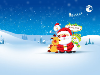 Santa claus reindeer snow merry - merry christmas free wallpaper