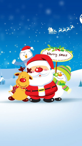 Santa claus reindeer snow merry 2 - free holidays wallpaper for mobile