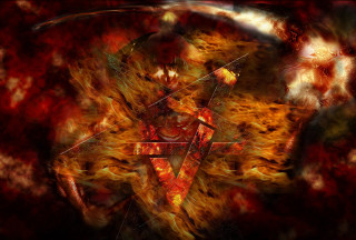 Person triangle fire demon digital - dark art free wallpaper