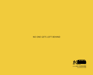 Yellow background black bus child - left free wallpaper