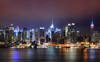 City skyline night lights buildings 14 - ashcan school free wallpaper