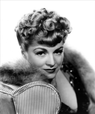 Woman fur collar striped dress - doris blair free wallpaper