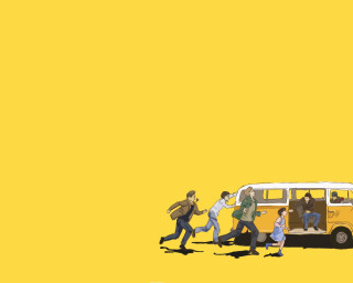 Group people yellow bus yellow - past free wallpaper