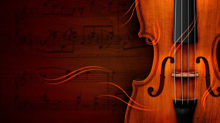 Violin musical notes red background 2 - beautiful composition free wallpaper for desktop