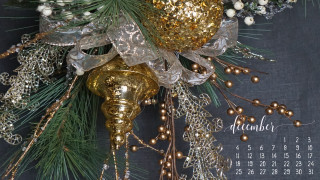 Calendar gold bell christmas tree - ornament free wallpaper