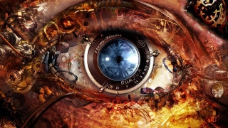 Clock eye gear flame android - cybernetic free wallpaper