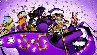 Cartoon group people purple car - a purple car free wallpaper for desktop