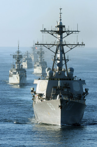 Fleet of ships sailing ocean - free ship wallpaper for mobile