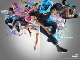 Dancing people colored paint splatters - over them free wallpaper for desktop