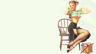 Pin up girl chair suitcase - kitsch movement free wallpaper