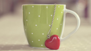 Green cup red heart silver - morning free wallpaper