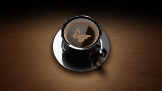 Coffee butterfly saucer wooden table 2 - a saucer free wallpaper