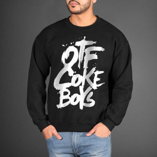 Man black sweatshirt white lettering - his head free wallpaper for tablet