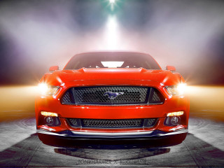 Red mustang car spotlight headlights - its headlight free wallpaper