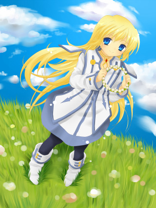Girl field flower sky clouds - a flower free wallpaper for mobile