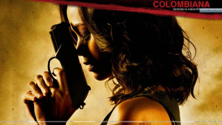 Woman holding gun yellow background - a red border free wallpaper