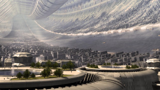 Futuristic city architecture landscape elysium - a futuristic landscape free wallpaper