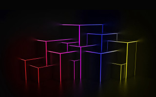 Colored boxes black background red - objective abstraction free wallpaper