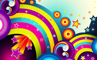 Colorful background stars rainbow sky - vivid color free wallpaper