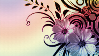 Flowers swirls leaves pink background - a painting of flowers free wallpaper