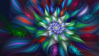 Colorful blue flower multicolored petals - a blue center free wallpaper