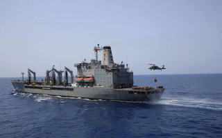 Large ship ocean helicopter flying 3 - the ship free wallpaper