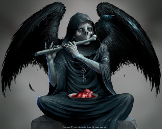 Grimy angel flute skull wings - a flute free wallpaper