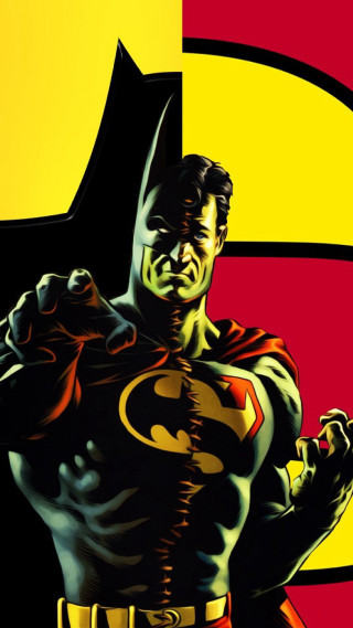 Batman costume red yellow background - free cyberpunk wallpaper