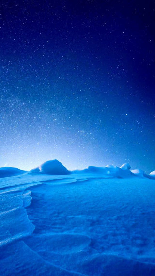 Blue sky stars snow mounds - night sky free wallpaper for mobile